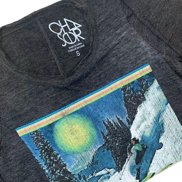 Chaser Retro Ski Graphic Long Sleeve Tee NWOT - Picture 10 of 11